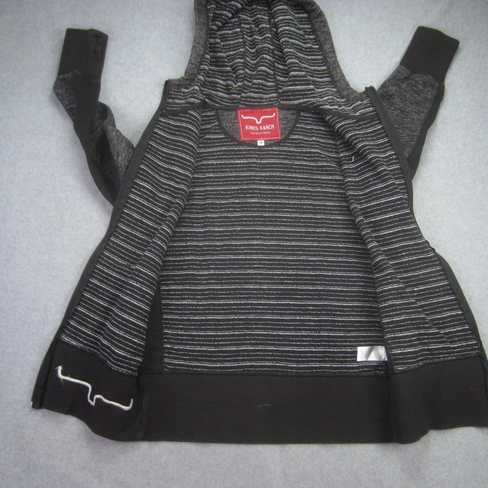 Kimes Ranch Jacket Womens Medium Black Space Dye Full Zip Hoodie Horn Logo‎ Slim - Picture 6 of 16